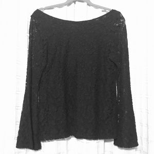 5 for $25! Vintage Black Lace Long Sleeve Top